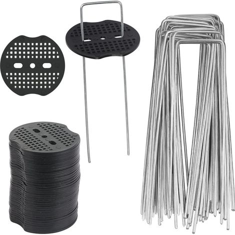 40 Pcs Piquets de Jardin, Sardine Bache avec 40 Rondelles, Piquets de Fixation pour Bàche Toile Paillage, Tissu de Mauvaises Herbes, Feuilles de Sol Tente 15x4cm (1/5)