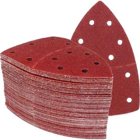 Triangles de Ponçage │ 25 pièces │ 11 trous │ 105 x 152 mm │ grain 180 │ pour ponceuses multiples │ Feuilles Abrasives │ Papier Abrasif (1/5)