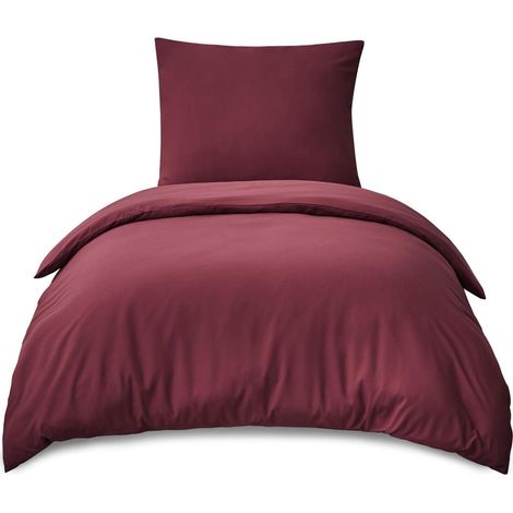 Bettwäsche Rot Mikrofaser 07 Burgunderrot 2Teilig 155x220 cm 80x80 cm (1/5)