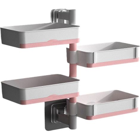 Porte-savon adhésif pour salle de bain, douche et cuisine, support mural rotatif, boîte de rangement (1/5)
