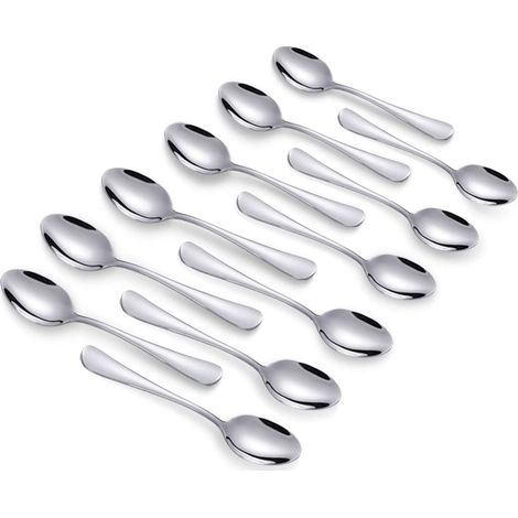 Lot de 12 Cuillères à café, Acier inoxydable 304, 10,4 cm, Surface polie miroir, Pour thé dessert apéritif (1/5)