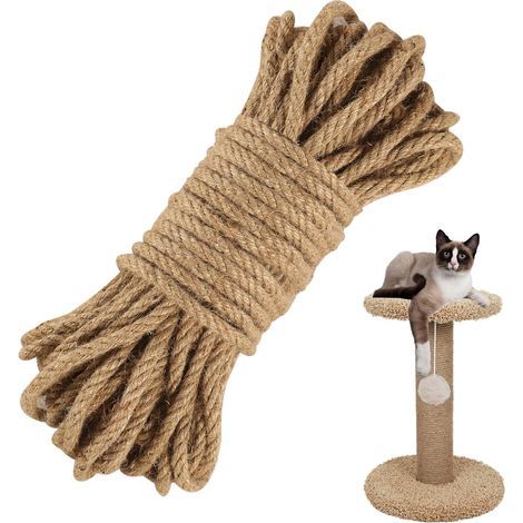 25m Corde de Jute 10 mm Corde de Chanvre Corde Sisal Corde de Jardin Corde Arbre à Chat Corde Epaisse Decoration Ficelle Jute pour Bricolage Décoration de La Maison Artisanat Jardinage (1/5)