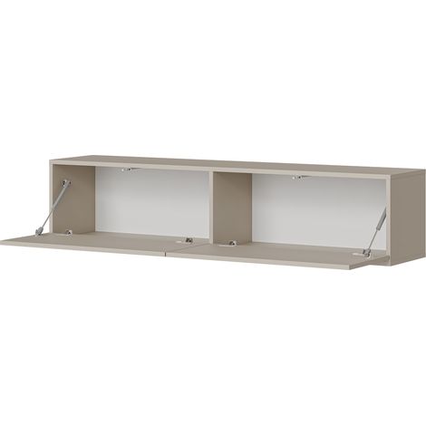 TV-Schrank Mocogno, ein Regal, 2 Türen, inkl. LED, 144x32x32h cm, Beige