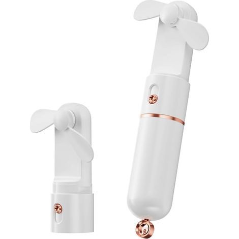 Mini ventilateur portable - Rechargeable par USB et alimenté par piles, 3 vitesses - Ventilateur personnel pliable pour les voyages et le quotidien - Blanc (1/5)