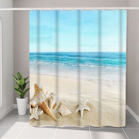 Rideau de douche avec crochets - Rideau de douche - Rideau de salle de bain coloré - Polyester - Multicolore - 180 x 180 cm (1/5)