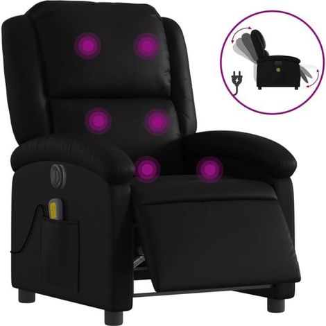 Fauteuil de massage électrique en similicuir noir – Siège relaxant avec chauffage, 3 modes de massage et réglage de l’inclinaison pour soulager les tensions dorsales (1/5)