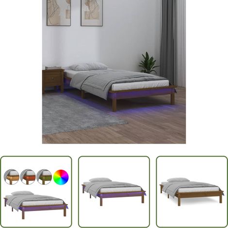 Lumière LED - Cadre de lit à LED sans matelas 75x190 cm bois massif (1/5)