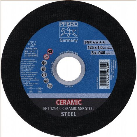 Disco de corte de acero cerámico SGP D125x1 mm recto acero taladrado 22,23 mm PFE (paquete de 25)