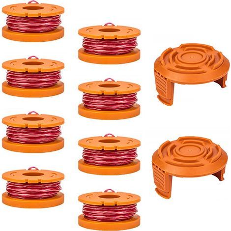 Applicable 10 PCS Bobine Fil Coupe Bordure Pour Worx ø 1,65mm & 3m WG151 WG163 WG175 Bobine Fil Coupe Bordure, Accessoires Pour Coupe Bordures, Bobine De Fil Debroussailleuse Et 2 Capuchon De Protecti (1/5)