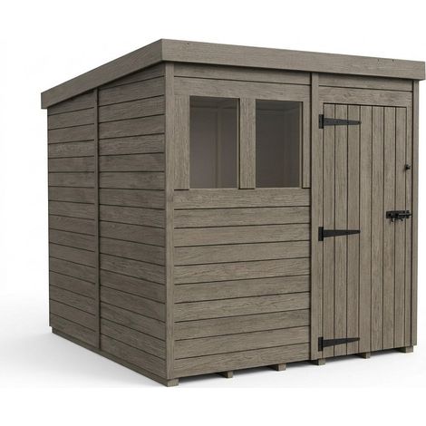 8ft x 10ft Composite Pent Garden Shed Single Door With Windows - Composite - L244 x W305 x H210 cm - Grey