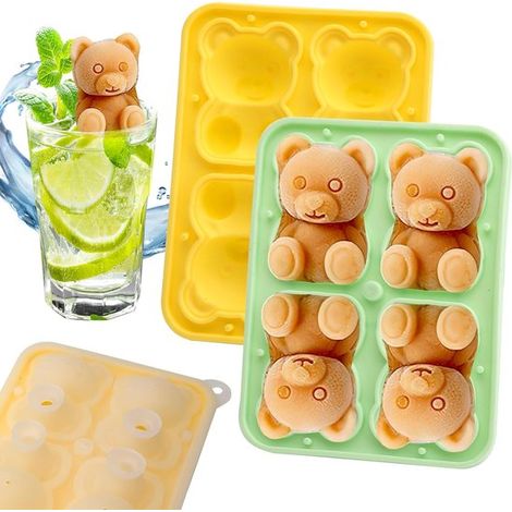 2-teilige Silikon-Eisform mit Bärenmotiv und 4 niedlichen Bären  Lebensmittelecht & leicht zu lösen (1/5)