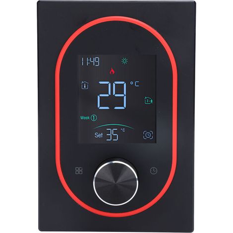 Termostato intelligente a colori, pulsante touchscreen programmabile, regolatore di temperatura AC 95-240V, nero standard (1/5)