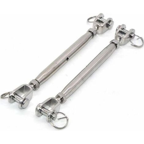 Lot de 2 tendeurs à mâchoires M10 en acier inoxydable 304 avec fermoir magnétique，tendeur de câble en acier inoxydable, tendeur ﬁl avec embouts soudés et fermés，Vis de fermeture en inox Tendeur de bou (1/5)