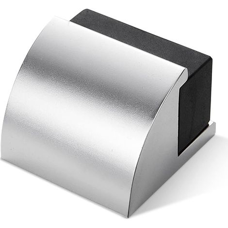 Schwarzer Türstopper aus Gummi – Moderner Türstopper aus silberverchromtem Metall – Wandschutz mit Puffer und Befestigungsmaterial 1
