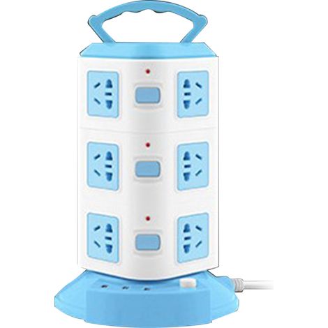 Bloc multiprise tour multifonctions 220V 10A 8 prises avec USB, protection surcharge, prise secteur portable CN, adaptateur électrique. (1/5)