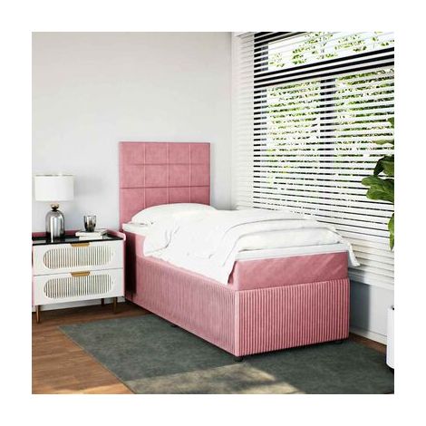 Sommier et matelas Snowco en velours rose (80 × 200 cm), velours doux et confortable, pour chambre, confort quotidien, assemblage rapide (1/5)