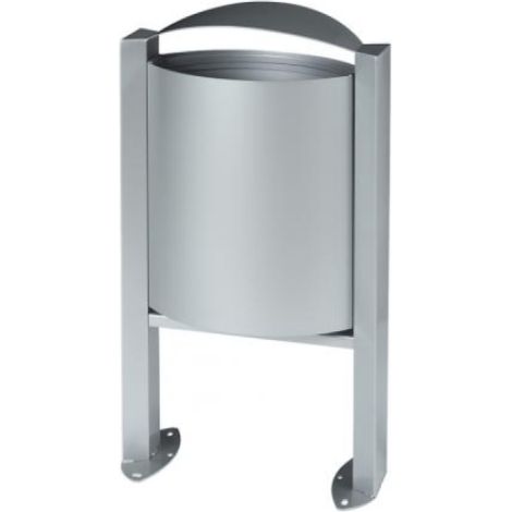 Corbeille sur pied Arkea - 40l sans cendrier - gris métal - RAL 9006 (1/3)