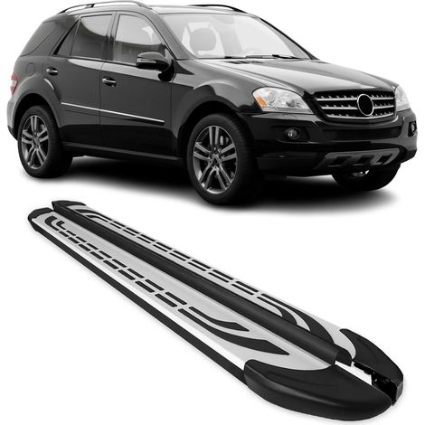 Marchepieds Latéraux Compatible avec Mercedes Classe M W164 2006-2011 Aluminium Gris Noir (1/5)