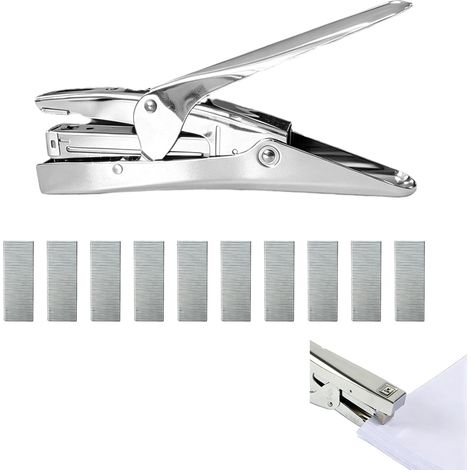 Stapler with 1000 Staples and Stapler, Office and Home, 20 Sheets, Metal, Ergonomic, Metallic Grey, Staples 24/6 or 26/6, Corps Métallique Antichoc, Compacte et Facile à Utiliser (1/5)