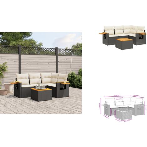 5-tlg. Garten-Sofagarnitur mit Kissen Schwarz Poly Rattan - Gartenmöbel - Outdoor Möbel - Rattan Sofa - Lounge Set - Esszimmergarnitur (1/3)