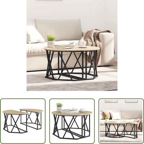 Holz Couchtisch - Couchtisch Sonoma-Eiche 80 x 80 x 42 cm (1/5)