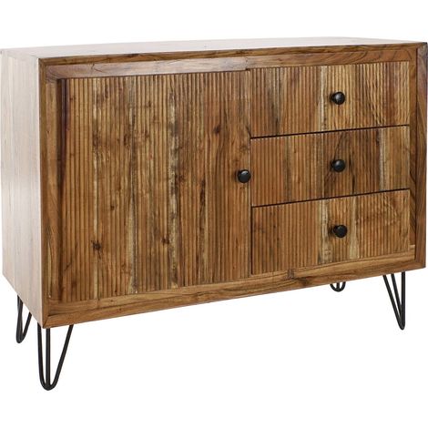 Buffet bahut acacia élégant pour un séjour raffiné - Brun chocolat avec nuances noires (1/5)