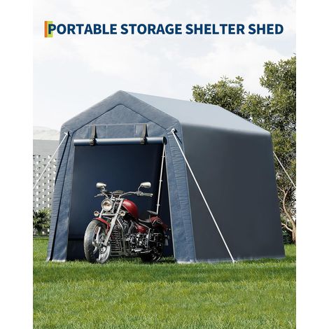 abri de stockage extérieur 1 83x1 83 m toile étanche porte enroulement zippée fenêtres moto vélo outils jardin (1/5)