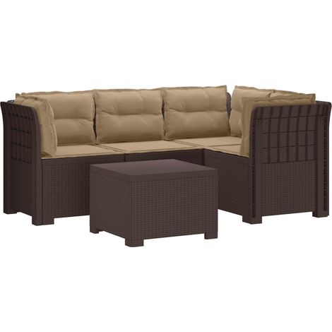 4-Sitzer Garten Sofa mit Kissen Rattan Look PP Braun vidaXL (1/5)