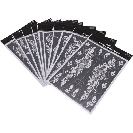Pochoirs D'art Corporel 10 Feuilles, Modèles de Peau Temporaires Réutilisables avec PVC pour les Designs de Paillettes en Pâte Pulvérisée (1/5)