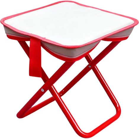 Tabouret pliable rouge, marchepied portable cuisine salle de bain extérieur, siège compact gain de place (1/5)