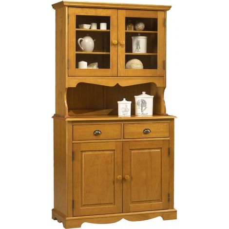 Beaux Meubles Pas Chers – Buffet vaisselier pin massif miel 4 portes vitrées – Largeur 101 cm – Hauteur 186 cm – Finition semi-antiquaire (1/5)