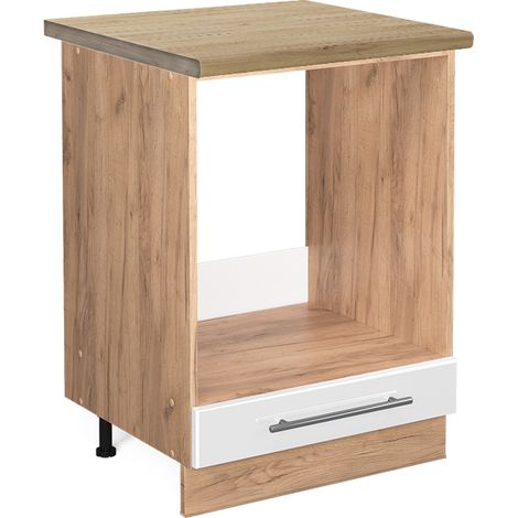 Herdumbauschrank Fame-Line, Weiß Hochglanz, 60 cm , AP Eiche, Vicco