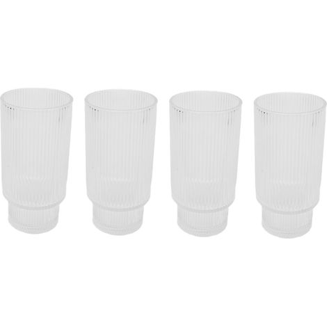 4-teiliges Set Vintage-Trinkgläser, stapelbar, wunderschönes Kaffeeglas-Set für Eiskaffee, Saft und Bier, 325 ml (11 oz), vertikale Maserung (1/5)