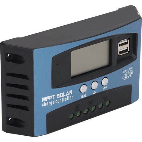 Contrôleur photovoltaïque avec double régulateur de tension, écran LCD, protection multiple, MPPT, contrôleur de panneau solaire 12 V/24 V, 100 A (1/5)
