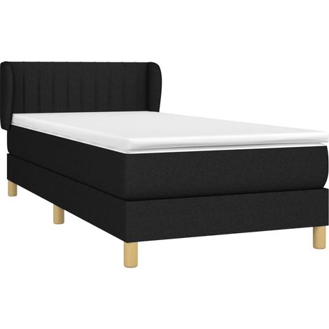 Sommier à lattes de lit avec matelas Noir 100x200 cm Tissu vidaXL (1/5)