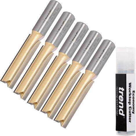 Trend BR01X1/2TC 50mm 1/2 TCT Straight Kitchen Worktop Router Cutter BR01 Bit x5 (1/4)