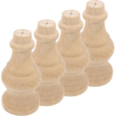 Ensemble de Quatre Pieds de Meuble en Bois Massif Robustes et Stables pour Canapés Design Moderne et Forme Unique (1/5)