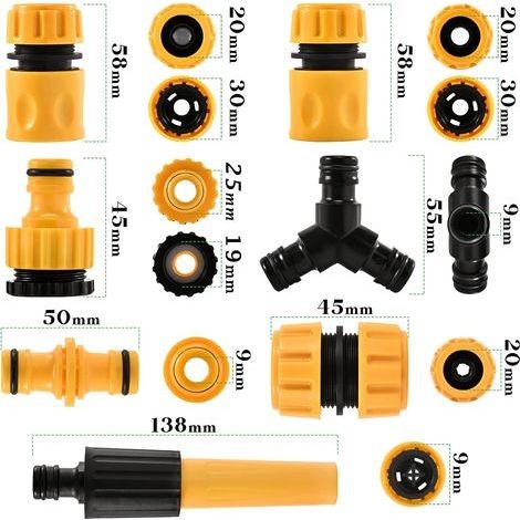 13-mm-Gartenschlauchverbinder, Gartenschlauchadapter-Set, verstärktes ABS-Material, Zubehör für Gartenschlauchverbinder, Schnellkupplung (1/4)