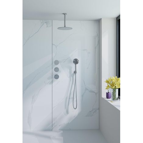 Fortifura Nebbio Ensemble de douche pluie - robinet encastré - élément encastré - coude de raccordement mural - flexible de douche lisse - douchette