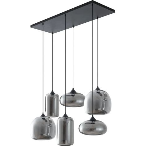 [GEBRAUCHT] B-Ware Lindby Hängeleuchte Pendelleuchte Marla Glas Rauchgrau 6 Flammig