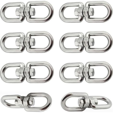 6 Pièces Crochet Pivotant M6 Double Extrémité Anneaux Pivotants en Acier Inoxydable 304 Suspendue Crochet Pivotant pour Balançoires Fauteuils Suspendus Sacs de Sable Cordes Chaînes (1/5)