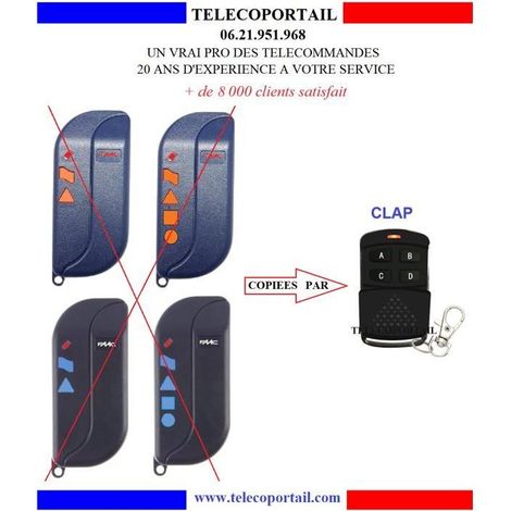 CLAP TELECOMMANDE COPIEUSE MULTIFREQUENCE FAAC TLM2 TLM4 433 868 MHZ (1/2)