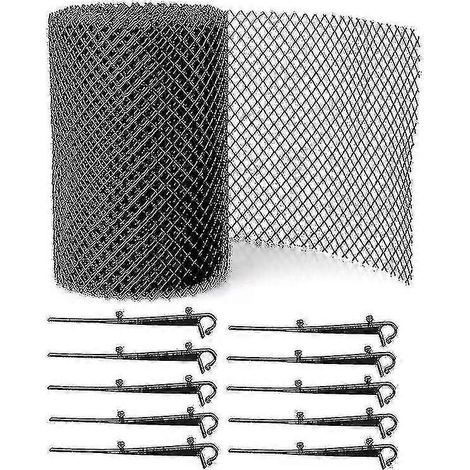 12 mètres de grillage de gouttière robuste et de haute qualité [+ 20 crochets inclus + 2 grilles de 6 m x 16 cm] Protection de toiture + (1/2)