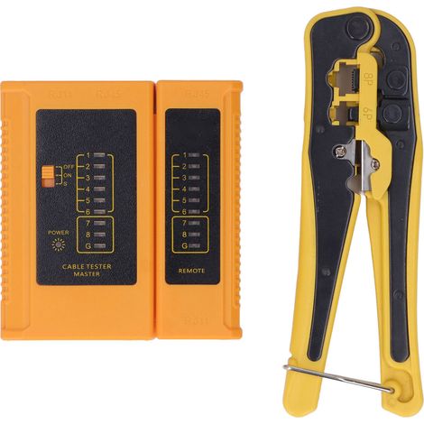 Kit de sertissage 3-en-1, pince à sertir universelle à cliquet pour bornes téléphoniques, testeur réseau multifonction (1/5)