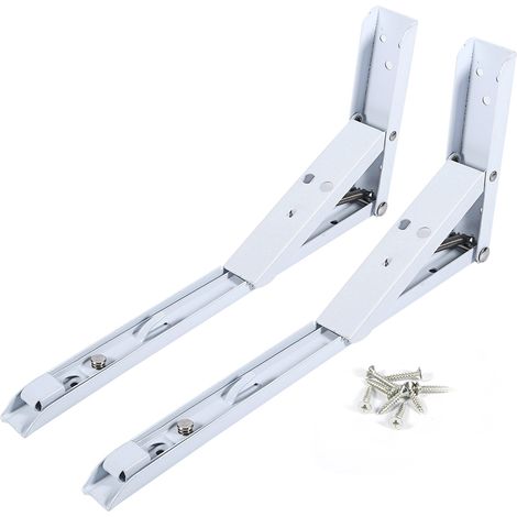 Support d'étagère pliable à ressort à 90° (12 pièces) - 2 vis - Équerre métallique de support - Longueur : 90°