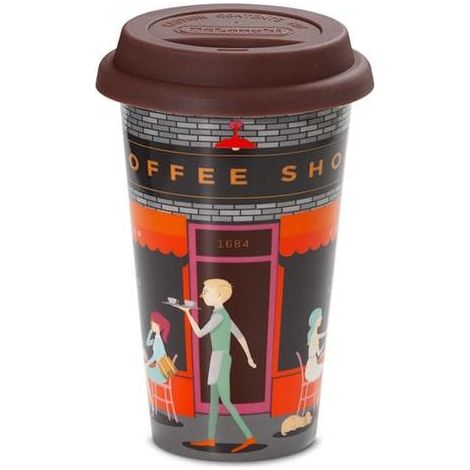 Delonghi tazza CoffeShop ceramica termica doppia parete 300ml coperchio silicon (1/4)