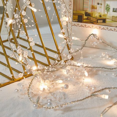 Guirlande Lumineuse - 40 LED - 4,5 M - Perles et Baies - Alimentation Piles - Pour Décoration Intérieure Chambre Mariage Fête - 1 Pièce (1/3)
