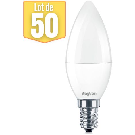 Lot de 50 ampoules LED flamme 5W (Eq. 35W) E14 4000K (1/5)