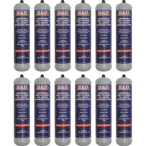 Sealey Gas Cylinder Disposable Carbon Dioxide/Argon 100g - Box of 12 MIG/MIX/100/12 (1/3)