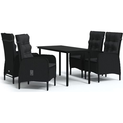 Maison Exclusive - Set da Pranzo da Giardino 5 pz con Cuscini Nero (1/5)